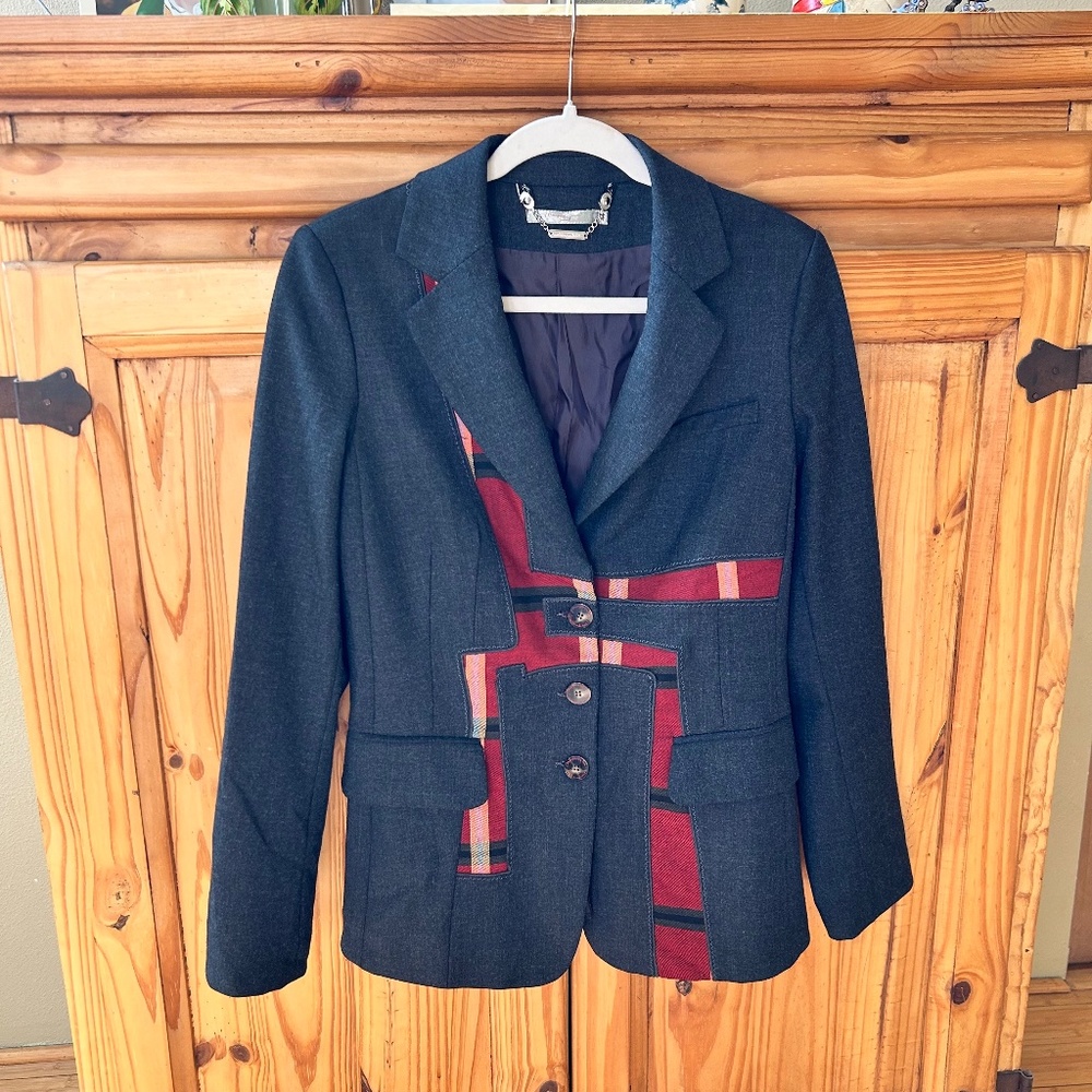 Maria Grazia Panizzi Vintage Jacket Blazer Abstract Pattern Italy Pockets Button